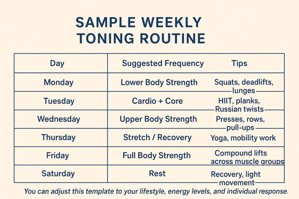 Achieving the Perfect Tone: How Often Should You Exercise for Results? 4 Weekly exercise Harefield plan graphic